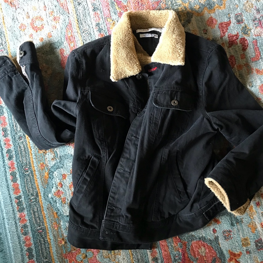 Black Denim Sherpa Jacket